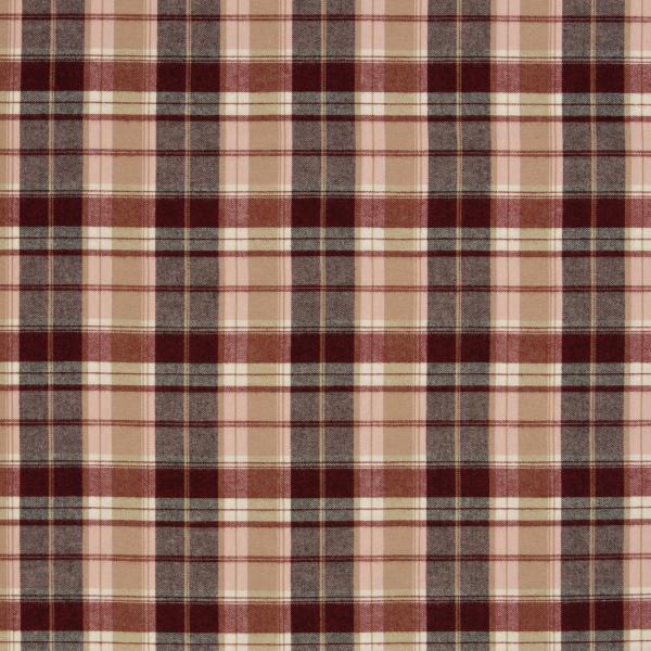 Baumwoll-Flanell Maverick Bordeaux/Beige Karo von Swafing